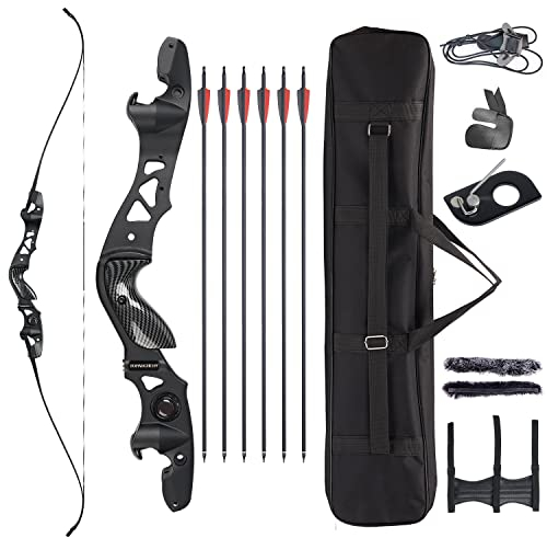 ILF Take-Down-Recurvebogen für Erwachsene und Jugendliche Anfänger, Bogen und Pfeil Set 62 Recurve Jagdbogen für das Training im Freien Rechtshänder (55LB)