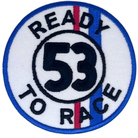 Herbie 53 Ready to Race Patch (7,6 cm) Bestickter Aufnäher zum Aufbügeln oder Aufnähen, Rennuniform, Emblem, Wappen, Jacke, Hut, Kappe, Rucksack, Tasche, Hemd, DIY Geschenk Patches