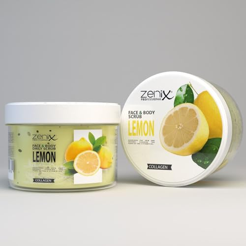 Zenix Face & Body Scrub 275ml | Hautreinigendes Peeling für Gesicht und Körper | entfernt abgestorbene Zellen | klärt Talg | pflegt die Haut | Spendet der Haut Feuchtigkeit - (Lemon)