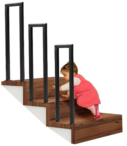 Cecaylie Treppengeländer, U-förmige Handlauf Geländer für Treppen, Innen AußEn für Treppen, Eingangsgeländer, Korridor Anti-Rutsch-Ziergeländer(95CM, Schwarz)