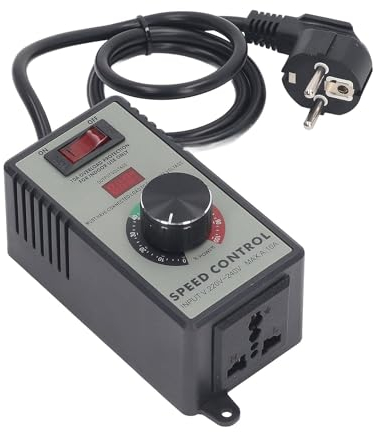 Drehzahlregler Motor,Spannungsregler Leistungsregler AC 220V,Einstellbarer Spannungsregler10A 4KW Geschwindigkeitsregler für Motor mit Start-Stopp-Schalter&EU-Stecker für LüfterWinkelschleifer