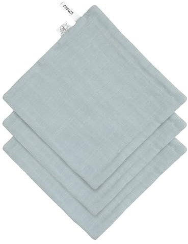 LÄSSIG Baby Musselin Waschlappen 3er Set/Muslin/Terry Washcloth Set 3 pcs Powder Blue