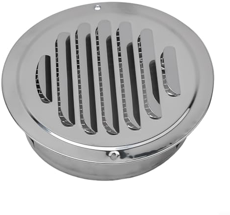 EXTRWORY 70–300 mm runde 304 Edelstahl-Flachkopfhaube, Dunstabzugshaube, Außenwand, winddichte Haube, Abluftventilator für Badezimmer, Abluftventilator mit Insektennetz (120 mm)