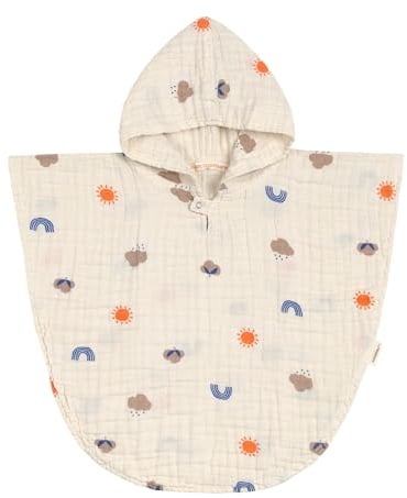 LÄSSIG Kinder Badeponcho aus Musselin mit Kapuze/Muslin Poncho Blossom Nature