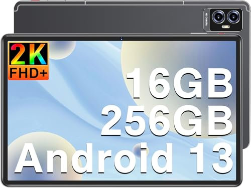 FACETEL Tablette 11 Pouces Android13 Tablette 16RAM+256ROM(Extension) Octa-Core,5G+2.4G WiFi, Dual Camera, Type-C, 8000mAh Batterie, 1280 * 800 FHD, Tablette Tactile - Gris