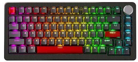 DrunkDeer A75 Pro Rapid Trigger Silent Magnetic Switch Mechanische Gaming-Tastatur mit Drehknopf 75% 82 Tasten Einstellbare Betätigung RGB PBT Keycap OEM-Profil TKL USB Wired ANSI
