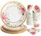 Lot de 96 assiettes en carton colorées imprimées pour 24 invités - Assiettes en carton - Gobelets - Assiettes en carton - Assiettes en carton - Pour fêtes, anniversaires et célébrations