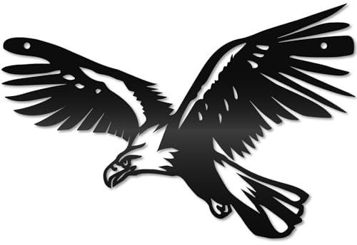 CREATCABIN Art Word Wanddekoration Metall Aufhängen Adler Wandskulptur Patrioten Geschenk Schwarz Modern Einfache Ornamente Zubehör Für Wohnzimmer Schlafzimmer Außen Innenhof Wanddekoration 30x20cm