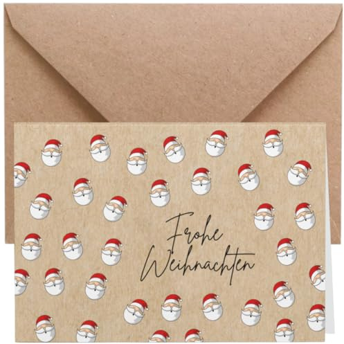 ZETTMANN® 20er Premium Weihnachtskarten mit Umschlag Set - 10 lustige Weihnachtskarten und 10 Umschläge I Weihnachtskarten klein (Weihnachtsmann)