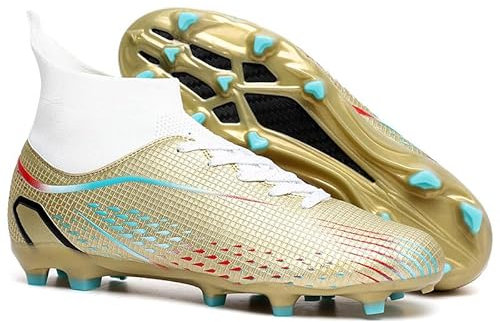 TRECERO Herren Fußballschuhe Profi Sportschuhe AG TF Herren und Damen Fußballschuhe Kinder und Studenten Fußballschuhe (golden T,34)