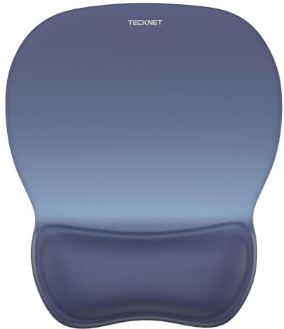TECKNET Mouse Mat Wrist Support, Gel Ergonomic Mouse Pad, Gradient Blue | Non-slip PU Base, Waterproof Surface, Smooth Lycra Fabric Surface, Mousepad for Computer, Laptop, Office and Home