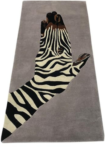 WAWA TEPPICH Handgewebter Wollteppich Mehrfarbig 90 x 160 cm | Handgefertigter Designteppich aus Wolle für vielseitige Wohnbereiche