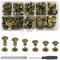 xiaoxiaozhijia 110 Pezzi di Rivetti per Cuoio,Set di Rivetti a Vite M5,Lunghezza delle viti 4/5/6/8/10/12 mm,Borchie per Cuoio per la Decorazione Della Pelle Fai da Te (Bronze)
