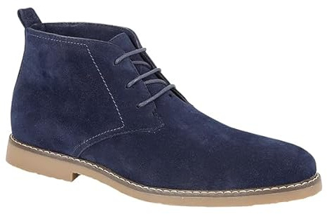 Charles Southwell Men's imitation suede lace up and Twin Gusset Desert Boots Sizes 7-12 (Navy, UK Footwear Size System, Adult, Men, Numeric, Medium, 12)