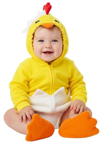 Baby Ostern Strampler Kostüm Huhn Strampler Kostüm für Mädchen Jungen Baby Fleece Cosplay Hut Tieroverall Schuhe Outfits Set Osterkostüme Säuglings Party Verkleidung für Kinder
