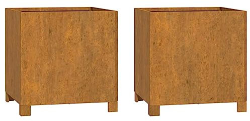 Eleganz Pflanzkübel mit Beinen aus Cortenstahl (2er Set) - Rostoptik, 42x40x43 cm, Wetterfest & Langlebig für Garten, Terrasse, Balkon | Moderne Pflanzgefäße mit Stil