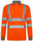 Hi Viz Long Sleeve Polo Shirts, Mens High Visibility Reflective Tape Safety Security Workwear T-Shirt Tops (Orange, Medium)