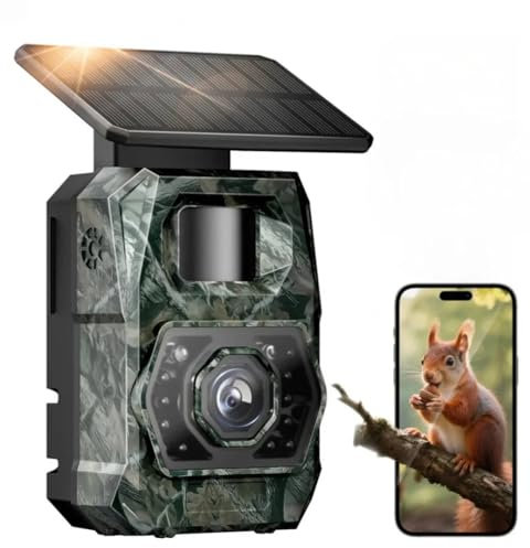 MAXDONE Wildlife Camera WiFi Bluetooth, 48MP 30FPS Solar Trail Camera with Night Vision Motion Activated 0.1S Trigger,Built-in 5200mAh Lithium Battery, IP66 Waterproof Garden Cameras with 32GB SD