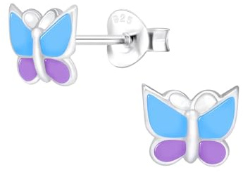 Monkimau Mädchen Ohrringe Schmetterling | Ohrstecker aus 925 Sterling Silber | Kinderohrringe hypoallergen