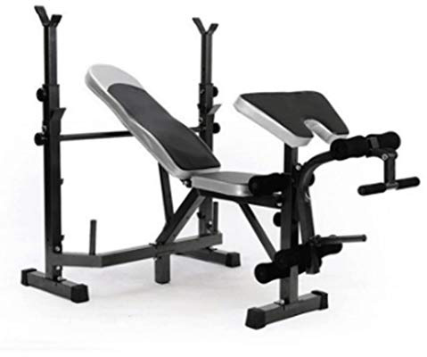 OWOHYG Squat Rack Ständer, Bank Heim-Fitnessgerät 661LBS Max LoadAdjustable Squat Langhantelstange Power Stand Hantelbank für Heim-Fitness-Krafttrainingsgeräte (Schwarz)