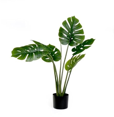 Biznest Artificial Banana Faux Leaf Plant Tropical Rich Foliage Green Sturdy And Long Lasting Houseplant Durable Plastic Enhances Floral Arrangements Home Decor 90 Cm Tall
