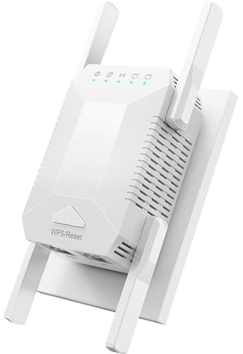 JBZP Wifi Extender Booster, WiFi Booster 1200Mbps Dual Band Signal Covers up to 3800 Sq.ft, 4 Antennas WiFi Repeater for Home, Internet Booster with Ethernet Port and Support 55 Devices