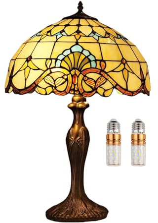 Five liters 16-Zoll Tiffany-Stil Buntglas Tischlampe – Handgefertigter Lampenschirm für Wohnzimmer, Schlafzimmer, Nachttisch & Couchtisch