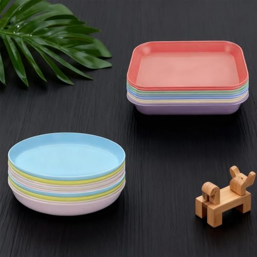20pcs Plastic Plate Sets, 7.2 Inch Unbreakable Reusable Dinner Plates | for Adults, Christmas Parties, Desserts, Trifles, Portion Control Serving, Small, Large Dishes