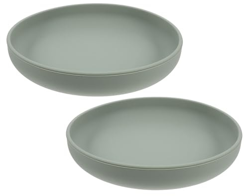 BAZEITFLOW 2pièces Assiette à Ventouse Antidérapante Plat Anti-déversement Silicone pour Personnes Handicapées et Seniors Compatible Lave-vaisselle avec Bords Surélevés
