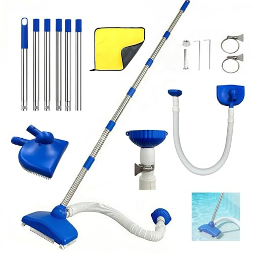 Pool Sauger Boden, Pool Staubsauger mit 3.5m Schlauch, Poolsauger mit Teleskopstange, Umlaufwasserauslass Nutzender Pool Bodensauger, Pool Sauger Bürste Starker Saugleistung, Pool Bodenreiniger