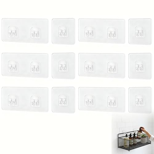 dravix 12 Crochets Adhésifs de Rechange pour Étagère de Douche Crochets Adhésifs Résistants pour Étagères de Salle de Bain Rangements de Cuisine et Pani, Fixation Murale Sans Perçage