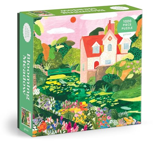 Galison Blooming Meadow – 1000 Piece Jigsaw Puzzle Featuring Beautiful Artwork Of A Cottage In A Spring Meadow