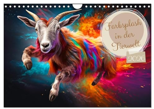 Farbsplash in der Tierwelt (Wandkalender 2026 DIN A4 quer), CALVENDO Monatskalender: Lassen Sie sich von lebendigen Farben und faszinierenden Tieren verzaubern! (CALVENDO Tiere)