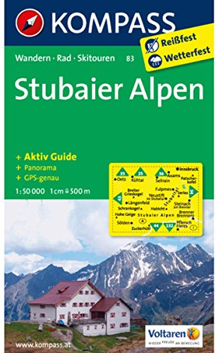 Stubaier Alpen: Wanderkarte mit Aktiv Guide, Panorama, alpinen Skirouten und Radrouten. GPS-genau. 1:50000 (KOMPASS Wanderkarte, Band 83)