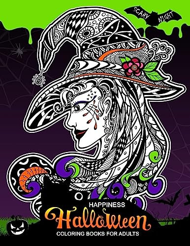Happiness Halloween Coloring books for Adults: Halloween coloring book for Adults (Pumpkin, Ghost, Witch, Skull, Bat, Mummy, Dracula and other)