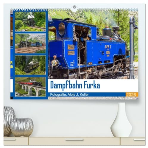 Dampfbahn Furka 2026 (hochwertiger Premium Wandkalender 2026 DIN A2 quer), Kunstdruck in Hochglanz: Fahrt mit der DFB - Dampfbahn Furka Bergstrecke - in den Alpen (CALVENDO Mobilitaet)