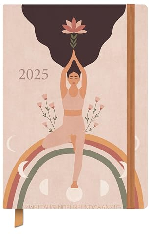 Terminkalender Jahresbegleiter Yoga 2025: Terminplaner 13 x 18,5 cm I Kalendarium in Deutsch I Platz für Notizen und Lesezeichenband