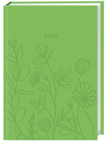 Kalenderbuch A6 grün 2026: Praktischer Planer für den Alltag mit Wochen-Kalendarium. Taschenkalender in leuchtendem Grün mit Platz für Termine und Notizen im Format 11,5 x 16,5 cm (Bürokalender Heye)