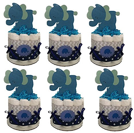 Elephant theme Diaper Cake, , Set of 6 Elephant Diaper Cake