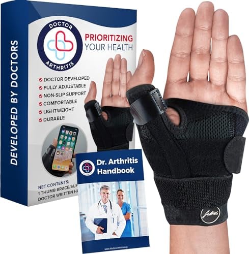 Von Ärzten Entworfen Handgelenk Bandagen, Daumenbandage Links und Rechts, Stabilisierende Handgelenkstütze mit Daumenschiene, Handgelenkbandage mit Daumenortthese, Einzelpack, Schwarz