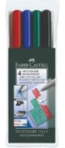 FABER-CASTELL OH-Stift MULTIMARK 15 14 04, F, non-perm., 0,6 mm, sortiert, 4 St.