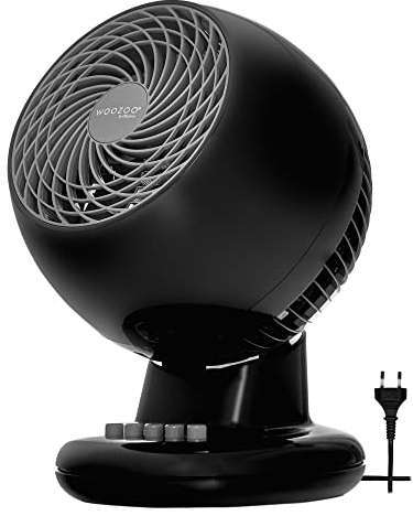 Iris Ohyama Woozoo, 13m², Ventilador de mesa, Negro, 3 velocidades, Oscilación, Silencioso, Potente,Escritorio, Portátil, Sobremesa, Table Fan, Ventoinha para el dormitorio, a oficina, Frio, PCF-M15