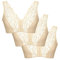 Eden House Ladies Pack of 3 Bra Cotton Lace Front Fastening Magic Bra Cream 22