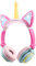 sunvito Auriculares Niños de Unicornio - Cascos Niña con luz LED, Plegables, Ligeros, con Cable de Audio de 3,5 mm para Smartphone, Tablet, Portátil, Ordenador