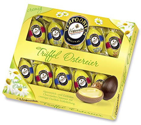 RCP Verpoorten Trüffel-Ostereier, Eierlikör-Pralinés, Vollmilch- und Zartbitter-Schokolade, Flüssige Füllung, Alkoholhaltig, Tolles Geschenk, 200 g Packung