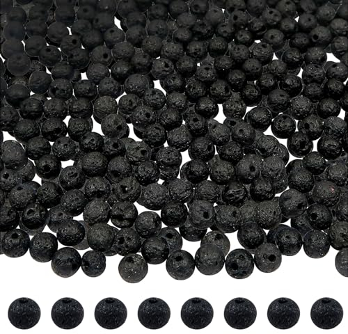 TOAOB 580 Stück Lava Perlen Natürlich Schwarz 4mm Runde Lose Perlen Energy Stone für Schmuckherstellung