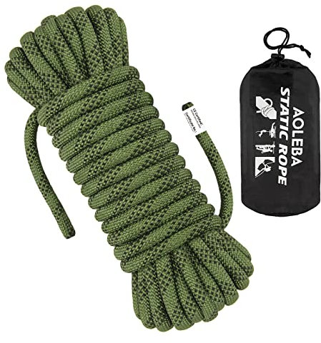 AOLEBA Statisches Kletterseil, 10,5 mm, 10 m, 20 m, 30 m, 50 m, 70 m, Fluchtseil, Eiskletterausrüstung, Feuerrettung, Fallschirmseil, Fluchtseil, Eiskletterausrüstung, Feuerrettung, Fallschirmseil