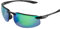 Bullhead Safety Bowfin Polarisierte Schutzbrille mit Performance Fog Technologie, Blaulichtbrille mit UV-Lichtschutz und Anti-Kratz-Beschichtung, Grün verspiegelte Gläser, Glänzender schwarzer Rahmen