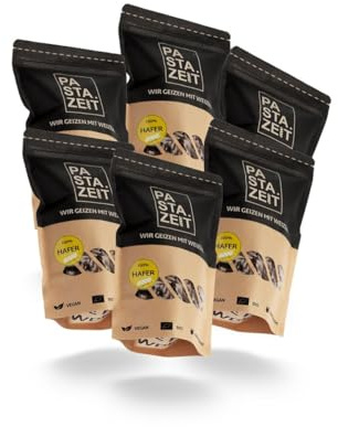 PASTAZEIT Bio Hafer Nudeln - High Protein Nudeln handgemacht - Protein Pasta - Ideal für Sportler, Fitness - hochwertige Kohlenhydrate - vegetarisch, vegan (6 x 250g)