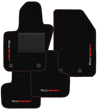 Tappetini compatibili con Fiat 500X 2015-2025 Lato passeggero con sistema di fissaggio sport, kit tappetini auto personalizzati, set tappeti in moquette, tappeto auto